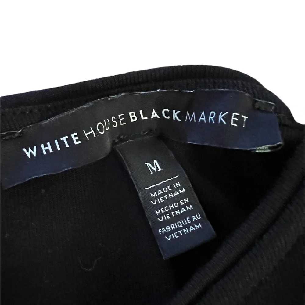 White House Black Market Black Bell Sleeve Knit Shift Dress - Picture 9 of 9